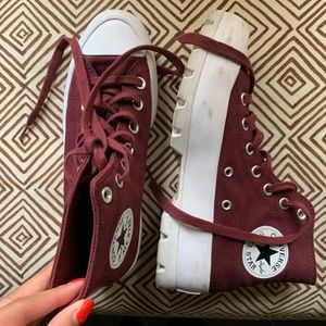 Converse Platform High Tops Burgundy Sz 6.5